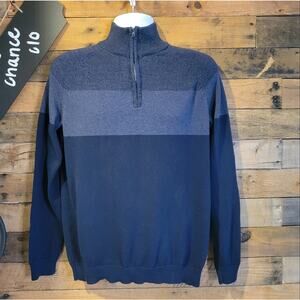 SALE-Calvin Klein men's blue Henley zippered pullover sweater size M